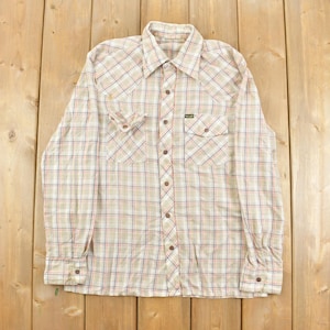Vintage 1980s Wrangler Cowboy Plaid Button Up Shirt