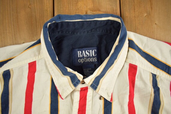 Vintage 1990s Basic Options Stripe Button Up Shir… - image 5