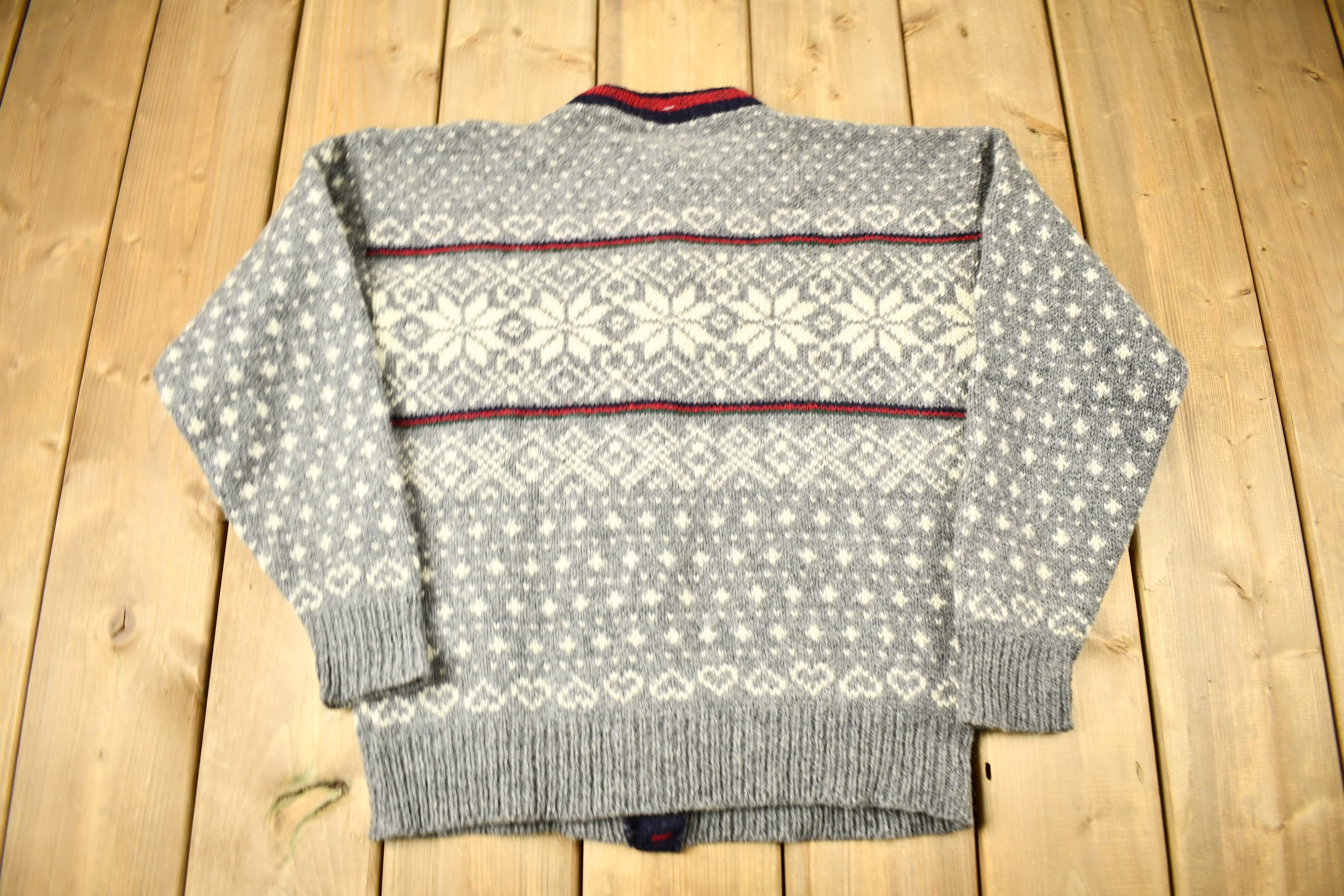 Vintage 1990s LL Bean Knitted Sweater / Vintage 90s Knit / Pattern 