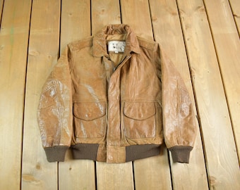 Vintage 1990s New Order Genuine Leather Flight Jacket Youth Medium / Leather Jacket / Military Jacket
