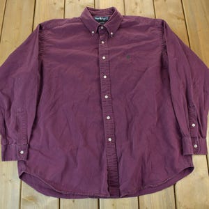 Vintage 1990s Ralph Lauren Blake Small Pony Red Button Up Shirt Size XL / Heavy Weight / 90s Ralph Lauren