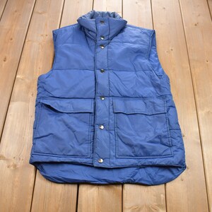 Vintage 1990s Weather Breaker Blue Button Up Puffer Vest / Vintage Bubble Vest / Streetwear / Vintage Vest / 1990s Vest