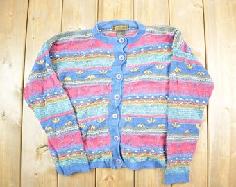 Vintage 1980s Eddie Bauer Cable Knit Button up Sweater / Vintage