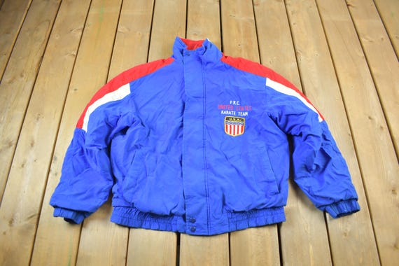 80s KARATE-DOJO ジャケット M / ビンテージ スーベニア 功夫 Vintage 1990s United States Karate Team Jacket / Embroidered