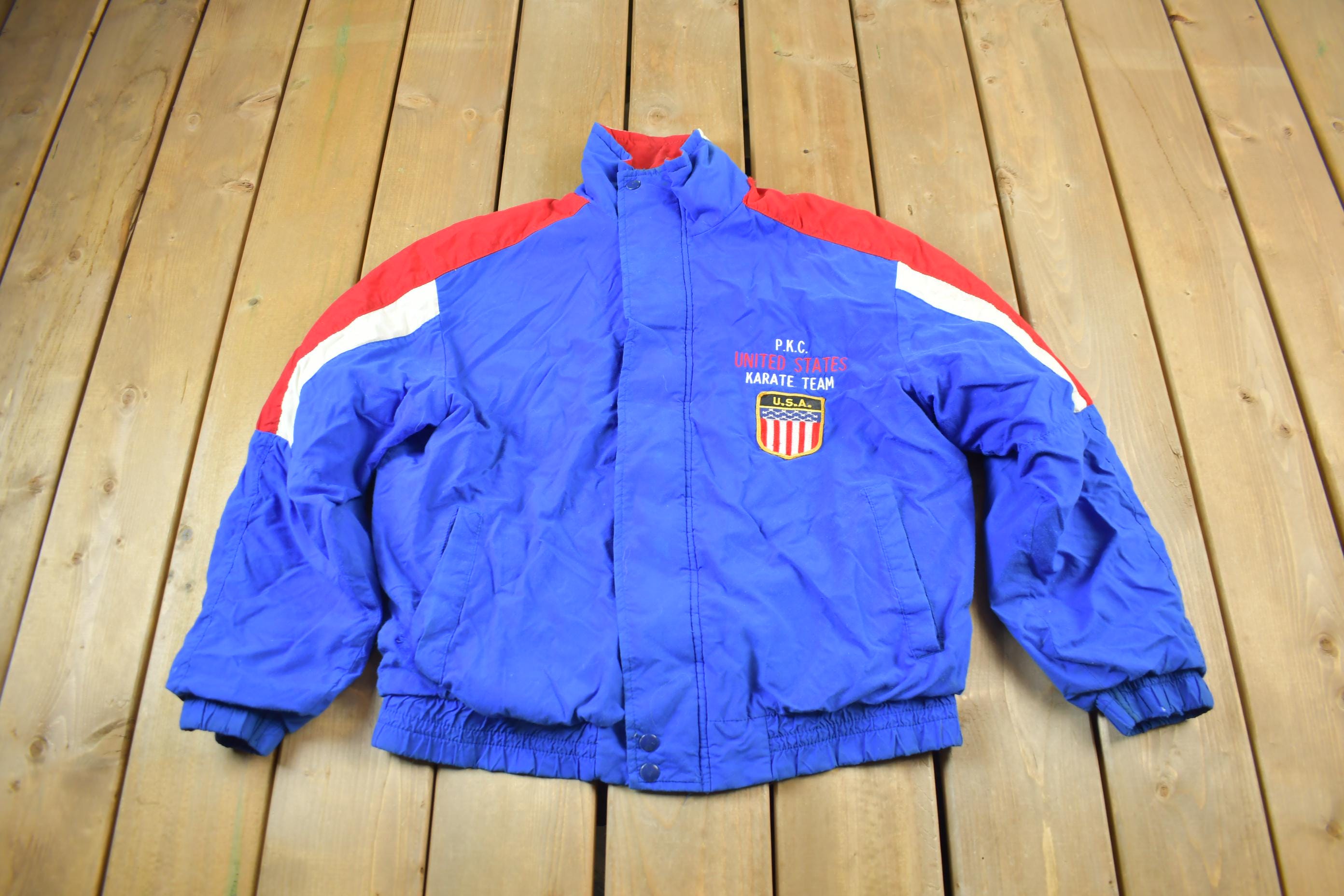 Vintage 1990s United States Karate Team Jacket / Embroidered