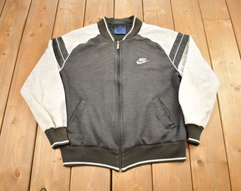 Vintage 1980s Nike Mini Logo Zip Up Sweater / Vintage Nike / Sportswear / Nike Blue Tag / Color Block / Nike Zip Up