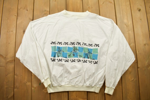 Vintage 1990s Long Sleeve Graphic T Shirt / Cuffe… - image 1