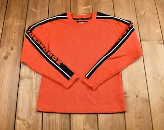 Vintage 1990s Orange Harley Davidson Motorcycles Knit Sweater / 90s Graphic  Biker / Streetwear Fashion / Retro / Vintage Sweater
