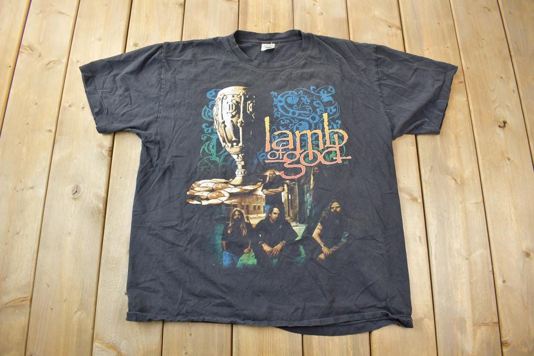 Vintage 1990s Lamb of God Rock Band Tee / Black / Size L-XL / Lamb