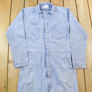 Vintage 1980s Hickory Gestreifte Jeanslatzhose Gr. 40 / Vintage gestreifte Hickory Hose Gr. 40