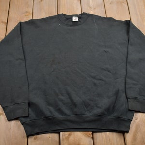 Vintage 1990s Blank Black Crewneck Sweatshirt / 90s Crewneck / Made In USA / Essential / Streetwear / 90s Blank / Solid Black Crewneck