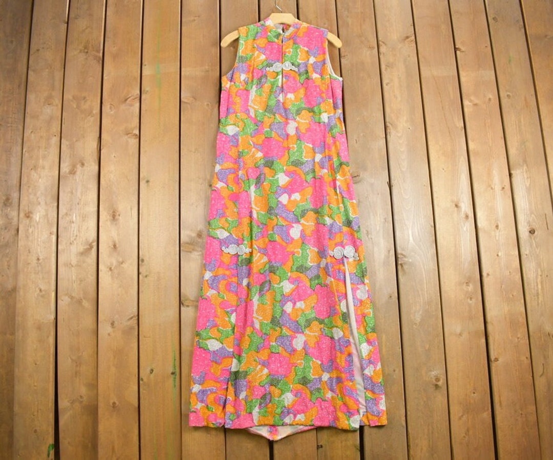 Vintage 1980s Sequin Dress / Beach Comber Jamaica / Abstract Pattern ...