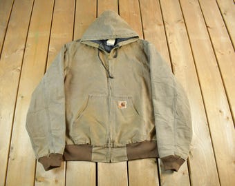 Vintage 80s Carhartt Canvas Hooded Work Jacket - Men's Large Tall