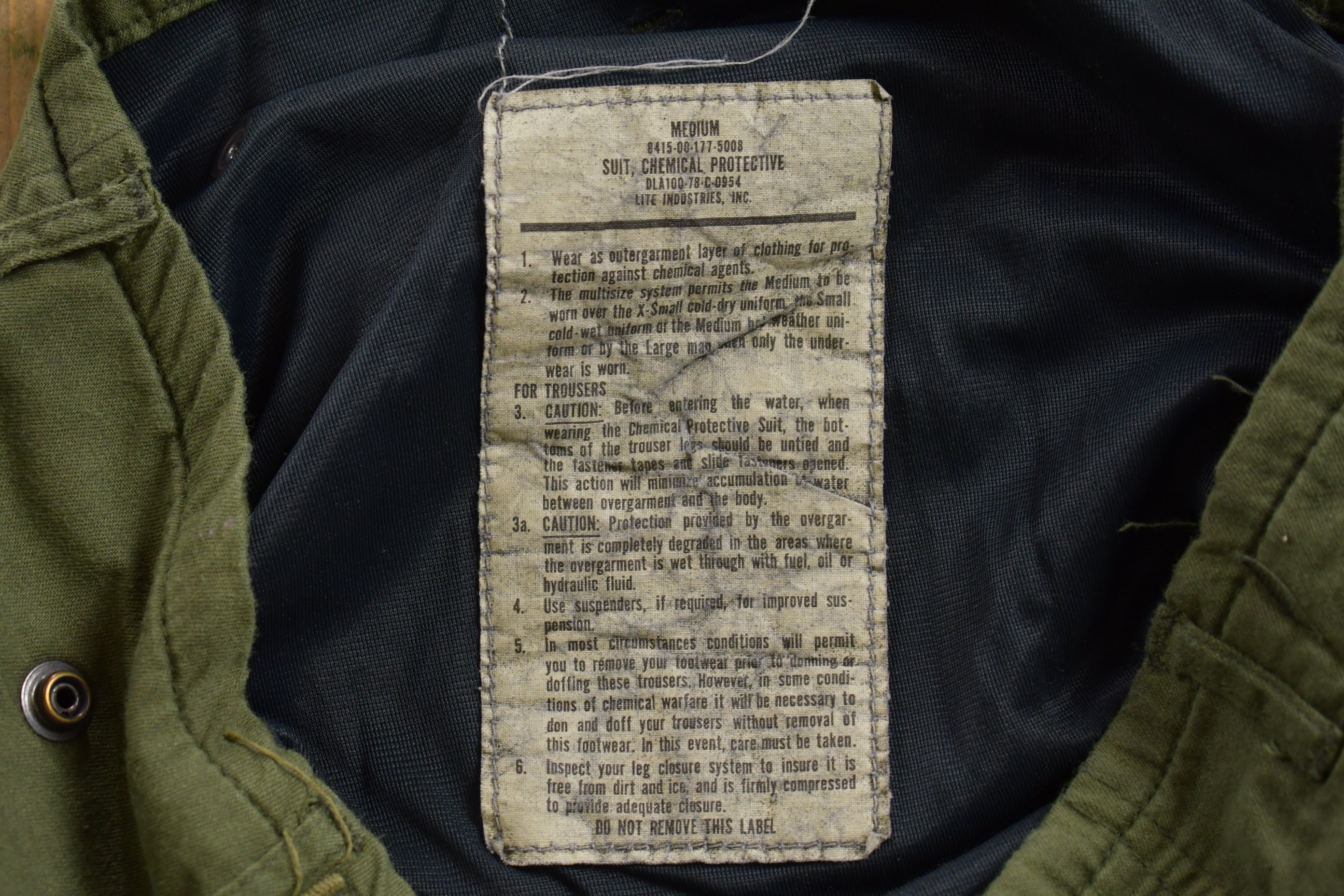 パンツ 70s US ARMY CHEMICAL PROTECTIVE W33 L30 USGI Vintage Chemical Protective Trousers, Olive Drab