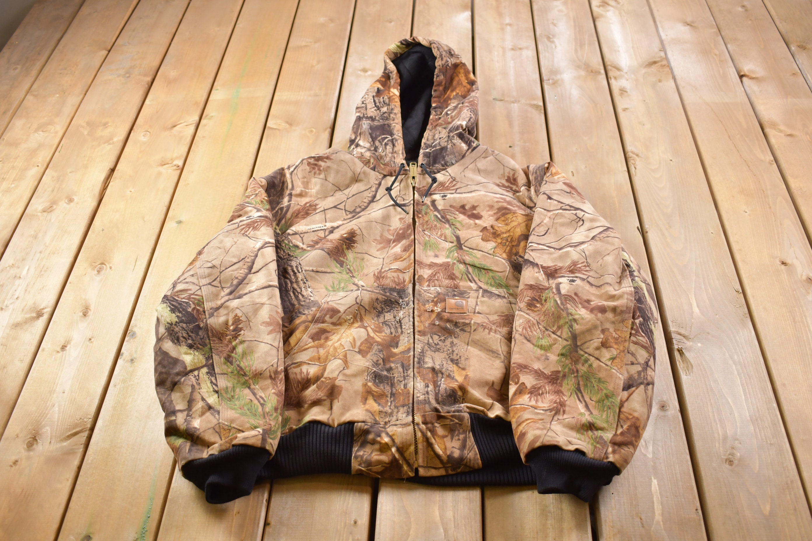 Vintage 1990s Realtree Camo Hooded Duck Jacket / Hunting