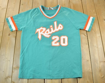 Vintage 1960s 1970s Pedersons Rails Baseball Jersey Men's L-XL / True Vintage / Embroidered / American Baseball / Sportswear