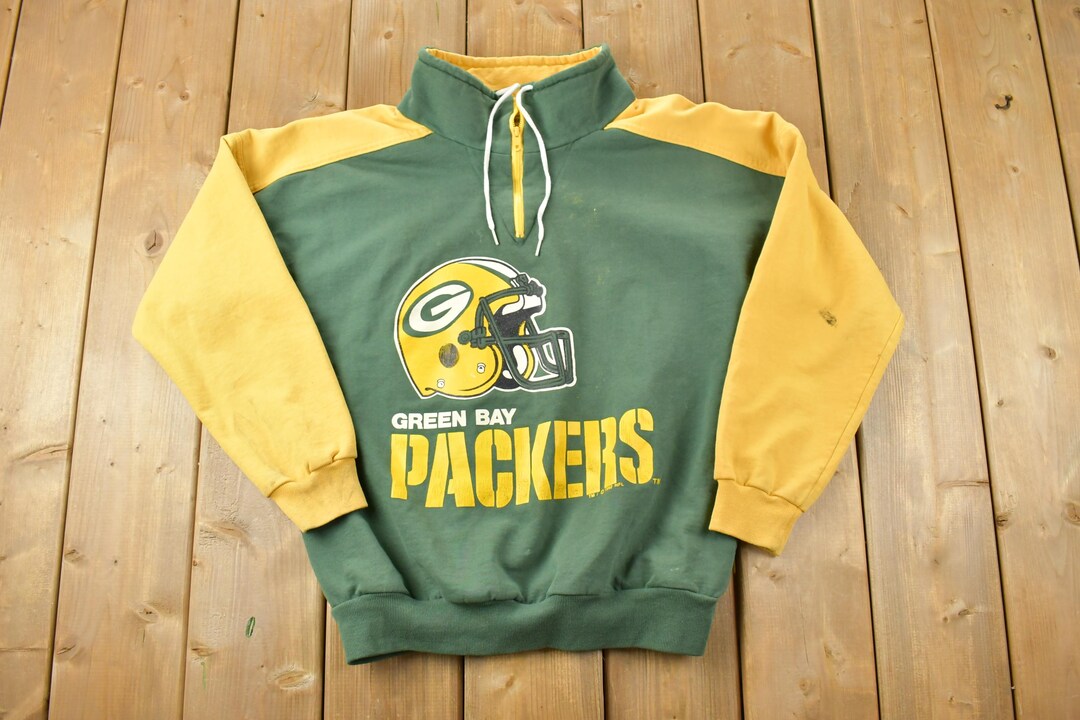 Vintage 1990s Green Bay Packers NFL Mock Neck Sweatshirt / Made in