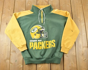 Vintage 1990s Green Bay Packers NFL Mock Neck Sweatshirt / Made in