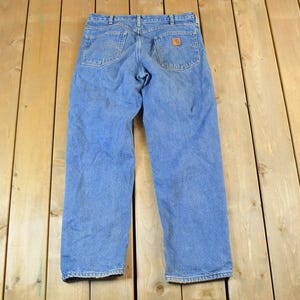 Vintage 1990s Carhartt Lined Denim Work Jeans Size 32 / 90s Carpenter Pants / Made In USA / Distressed Carhartt / Vintage Workwear