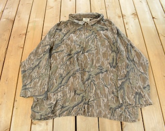 Chaqueta ligera vintage de camuflaje de árbol con estampado integral de roble musgoso de los años 90 para hombre, talla 2XL / Chaqueta de caza / Chaqueta para exteriores / Chaqueta de primavera / Cortavientos