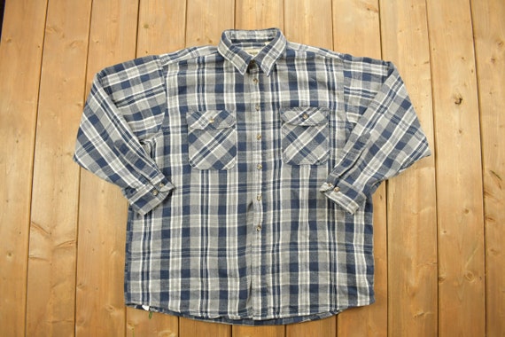 Vintage 1990s Field Master Plaid Flannel Button U… - image 1