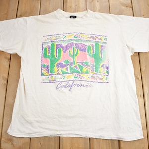 Vintage 1990s California Cactus Graphic Souvenir T Shirt / Streetwear / Made In USA / Vacation Tee / Travel T Shirt