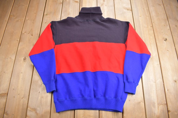 Vintage 1980s Polo Ralph Lauren Color Block Uni Crest Turtleneck