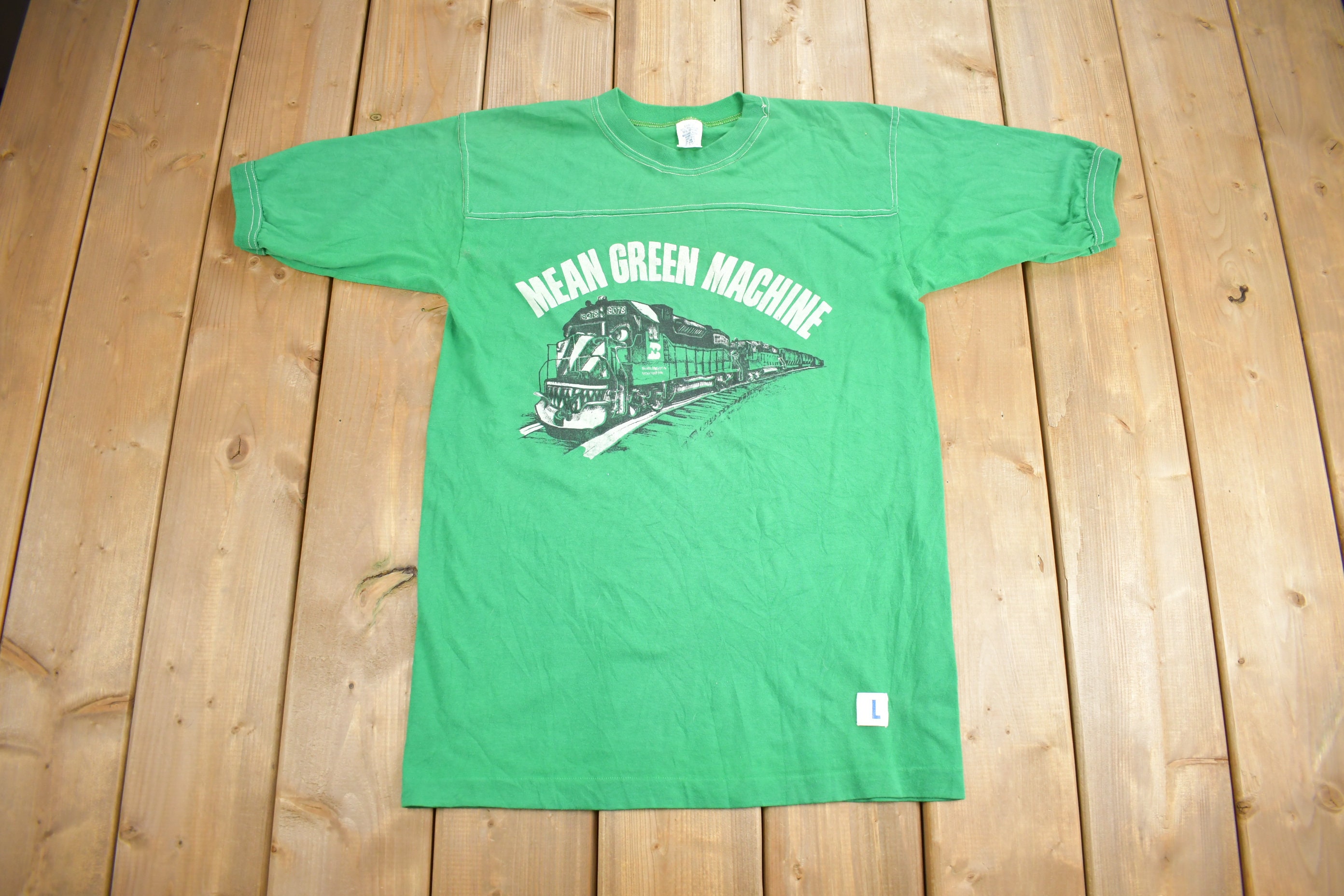 Vintage 1980s Mean Green Machine Train Graphic T Shirt / Vintage T