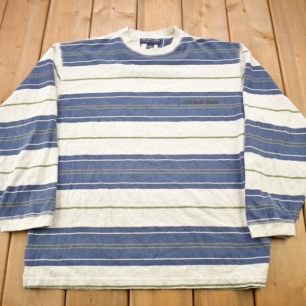 Vintage 1990s Pepe Jeans London Striped Crewneck Sweatshirt / 90s Crewneck / Souvenir Sweater / Streetwear / Made In USA