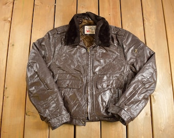 Vintage 1980s Sears the Leather Shop Leather Fur Shearling Collar