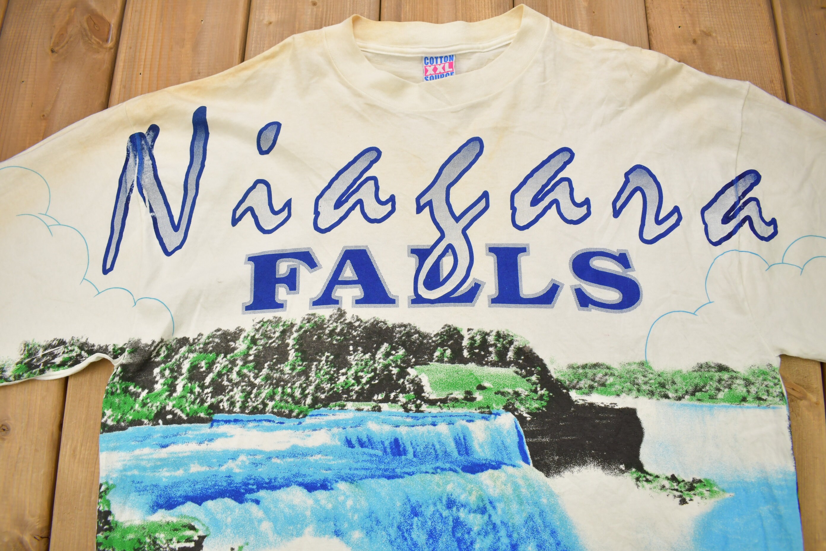 Vintage 1990s Niagara Falls All Over Print Souvenir T Shirt 
