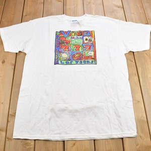 Vintage 1990s Viva Las Vegas Souvenir T Shirt / Streetwear / Made In USA / Vacation Tee / Travel T Shirt / Vintage Las Vegas / Colourful