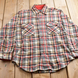 Vintage 1990s JC Penney Plaid Wool Flannel Button Up Shirt / 1990s Button Up / Vintage Flannel / Plaid Shirt / Button Down / Wool Button Up