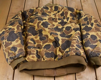 Vintage 1990s Columbia Camo Reversible Puffer Jacket / Goose Down