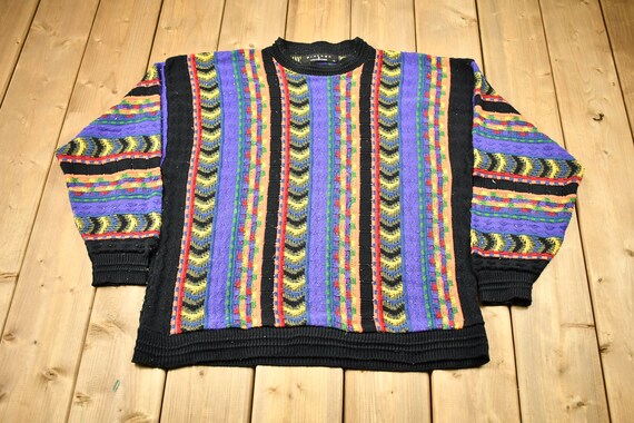 90s USA製 Protege collection 3D knit Vintage 1990s 3D Cable Knit Protégé Sweater / Vintage 90s