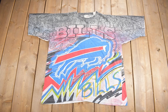 Vintage 1990s Buffalo Bills NFL All Over Print T-… - image 1