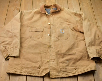 Vintage Carhartt Michigan Chore Jacket L Mens 90s Brown Workwear