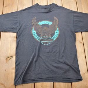 Vintage 1990 Harley Davidson Motorcycles Single Stitch T-Shirt / Harley Eagle / Single Stitch / Made In USA / Texas / Biker Tee /