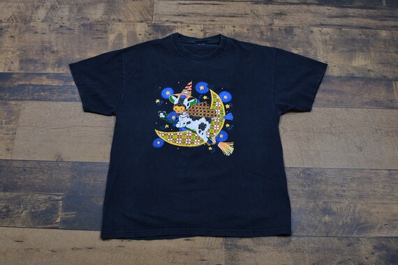 Vintage 1990s Flying Cow Moon Theme Graphic T-shirt / Moon