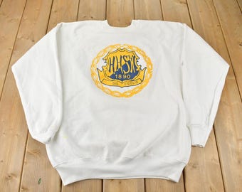 Vintage 1980s Collegiate Raglan Crewneck Sweatshirt Made In USA