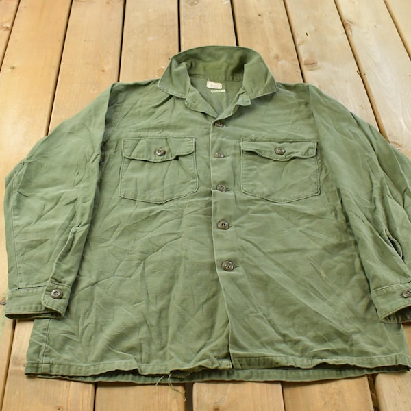 Vintage 1974 OG-107 Military Sateen Shirt Men's L / Marine Corps Army / 1970s Combat Shirt / 60s Militaria / True Vintage / Button Up