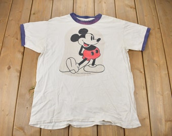 Vintage 1980s Walt Disney Mickey Mouse Ringer T-Shirt 80s Tee Vintage Ringer Tee / Vintage Disney / Made In USA