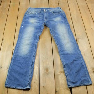 Vintage Y2K True Religion Denim Jeans Size 36x32 / True Religion Vintage / Straight Legged Jeans / Blue Jeans / Embroidered Horse Shoe