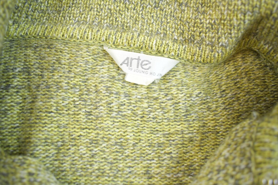 Vintage 1980s Arte Green Knit Long Cardigan Sweater, foto 4 di 5