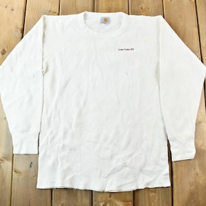 Vintage 1990s Distressed Carhartt Long Sleeve Thermal Shirt / 90s / Vintage Streetwear / Paint Splatter Carhartt / Workwear / Made In USA