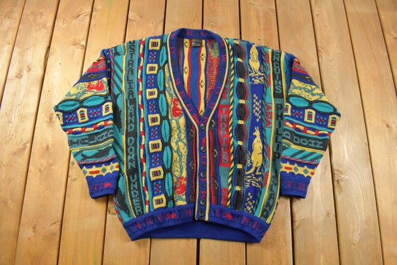 Vintage 1990s Emaroo Australia 3D Coloured Cable Knit Vintage 1990s Emaroo Australia 3D Coloured Cable Knit
