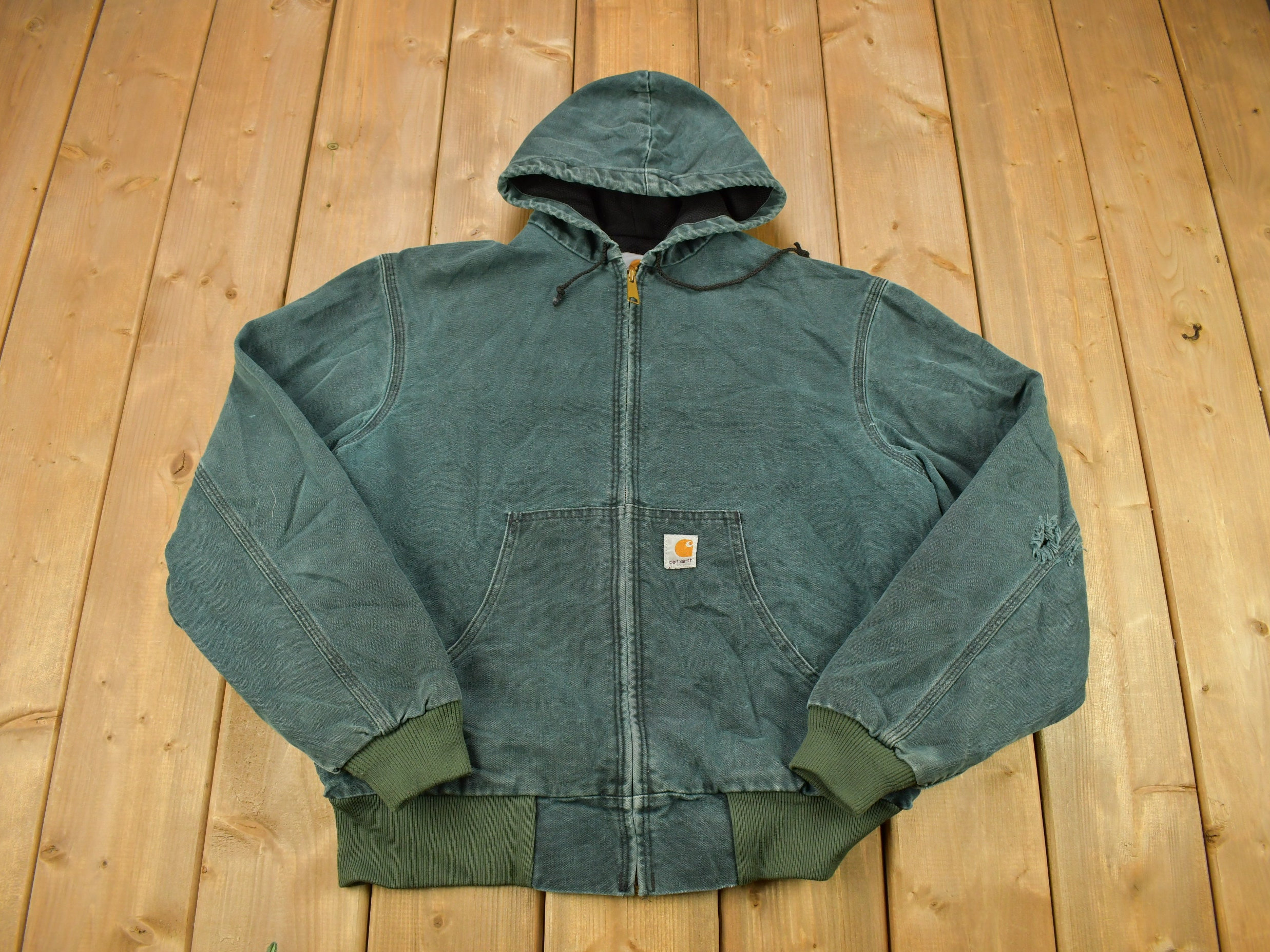 Vintage 1990s Carhartt Forest Green Cinched Active Jac Work Vintage 1990s Carhartt Forest Green Cinched Active Jac Work