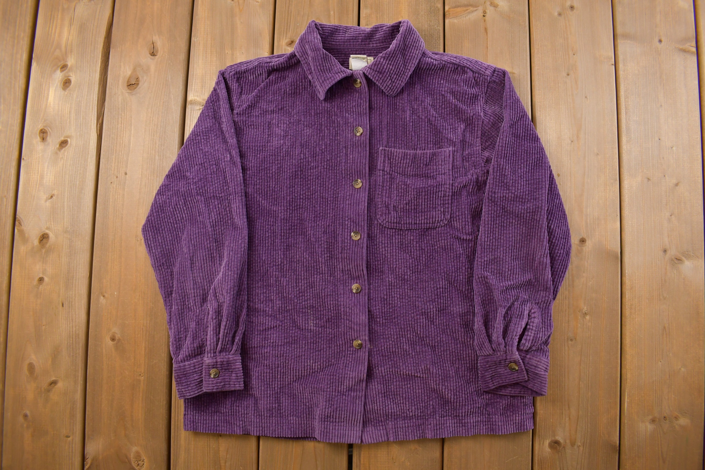 Vintage 1990s LL Bean Corduroy Button up Shirt / Purple / - Etsy