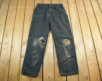 Vintage 2000er Jahre Carhartt Distressed Doppelknie Denim Arbeitsjeans Erwachsene 33 x 32 / Y2K Carpenter Distressed Carhartt / Vintage Workwear