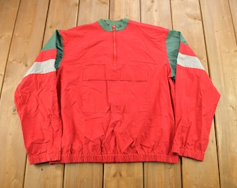Vintage 1980s Ralph Lauren Light Weight Color Block Jacket / Vintage Ralph Lauren / USA / Red Line Ralph Lauren / Quarter Zip